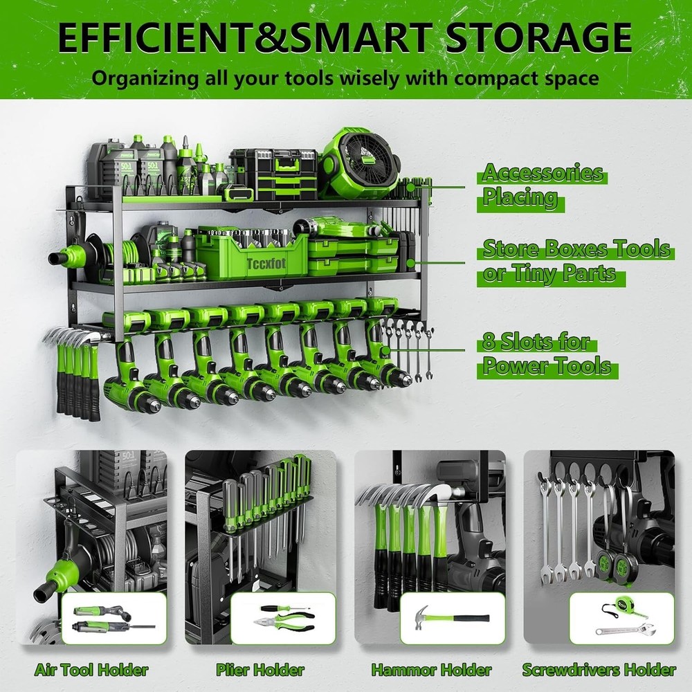 Heavy Duty Power Tool Organizer Drill Holder Wall Mount Storage Rack Tool Shelf