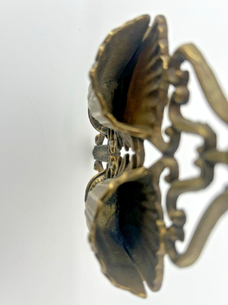Vintage Antique Solid Brass Leaf Pattern Wall Match Safe Holder Decorative Neat!