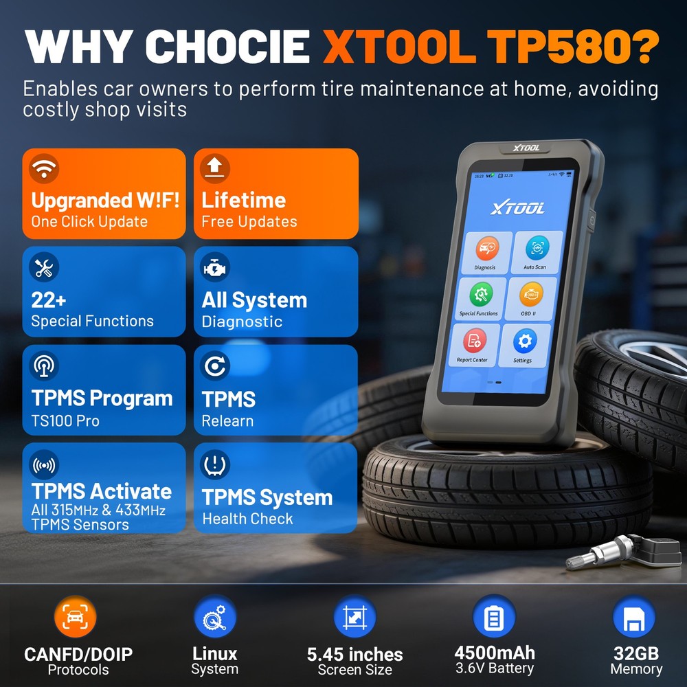XTOOL TP580 TPMS TS100 Programming Tool All System Diagnostic Scanner 22+Service