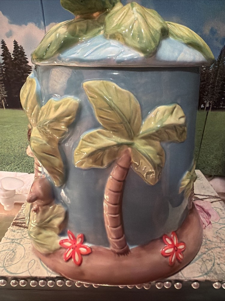 Juice Ceramic Dispenser With Monkeys Palms design