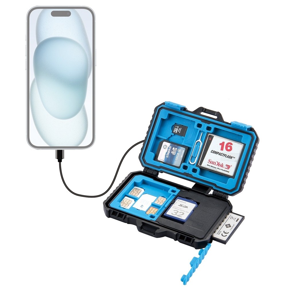 22 Slot SIM SD TF CF MSD Memory Card Reader Holder Case Storage Organizer Box