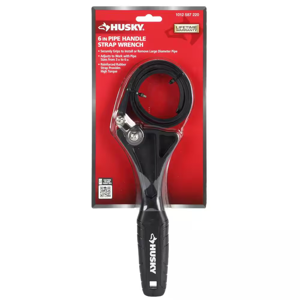 Strap Wrench 6 in Rubber Adjustable Non Marring Grip Polished Pipe Durable Tool