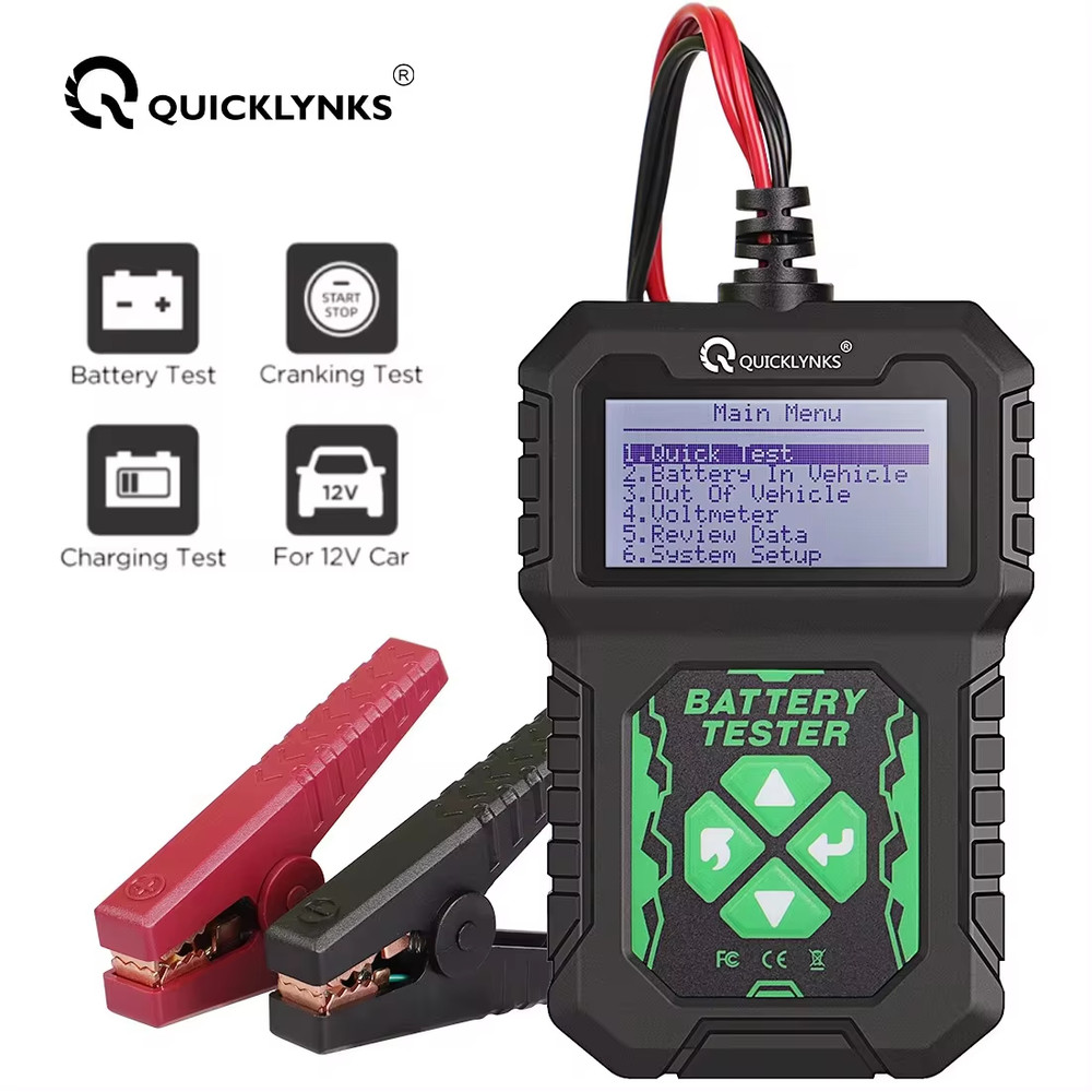 QUICKLYNKS BA107 100-2000CCA Car Battery Load Accuracy Tester Analyzer 12V Tool