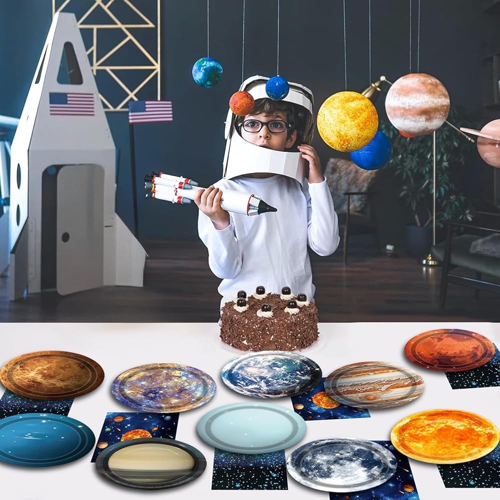 Space Theme Party Decorats Galaxy Planet Outer Space Disposable Plates