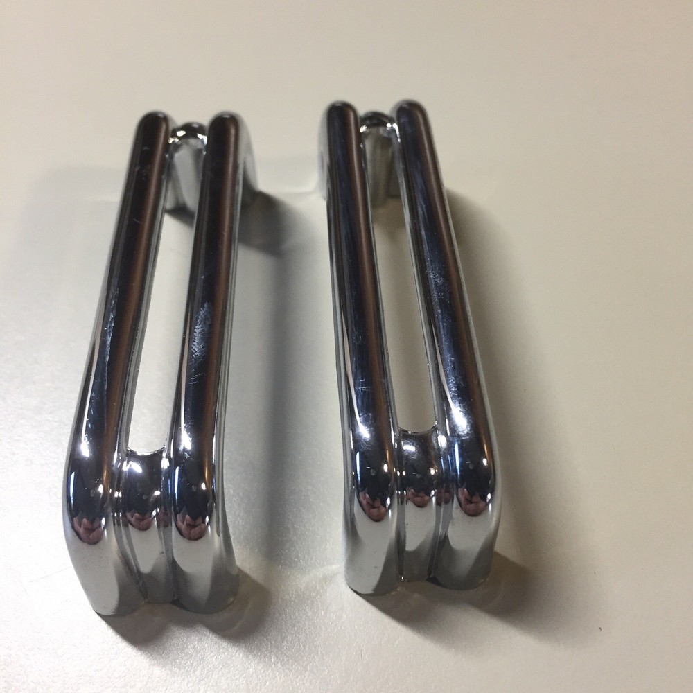 2 Vintage KBC Chrome Split Bar Drawer Pull Mid Century Style Lot M