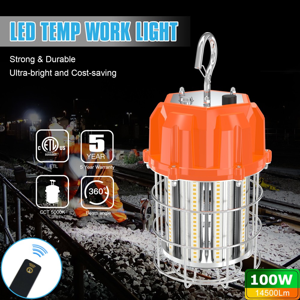100W High Bay LED Work Light 14500Lm Remote Control Construction Portable Light