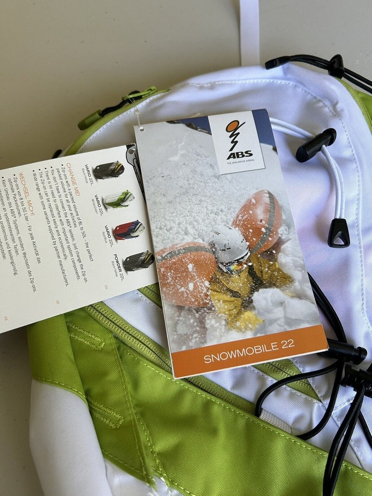 NWT ABS Snowmobile 22 Zip-off Bag For Base Unit Backpack White And Green