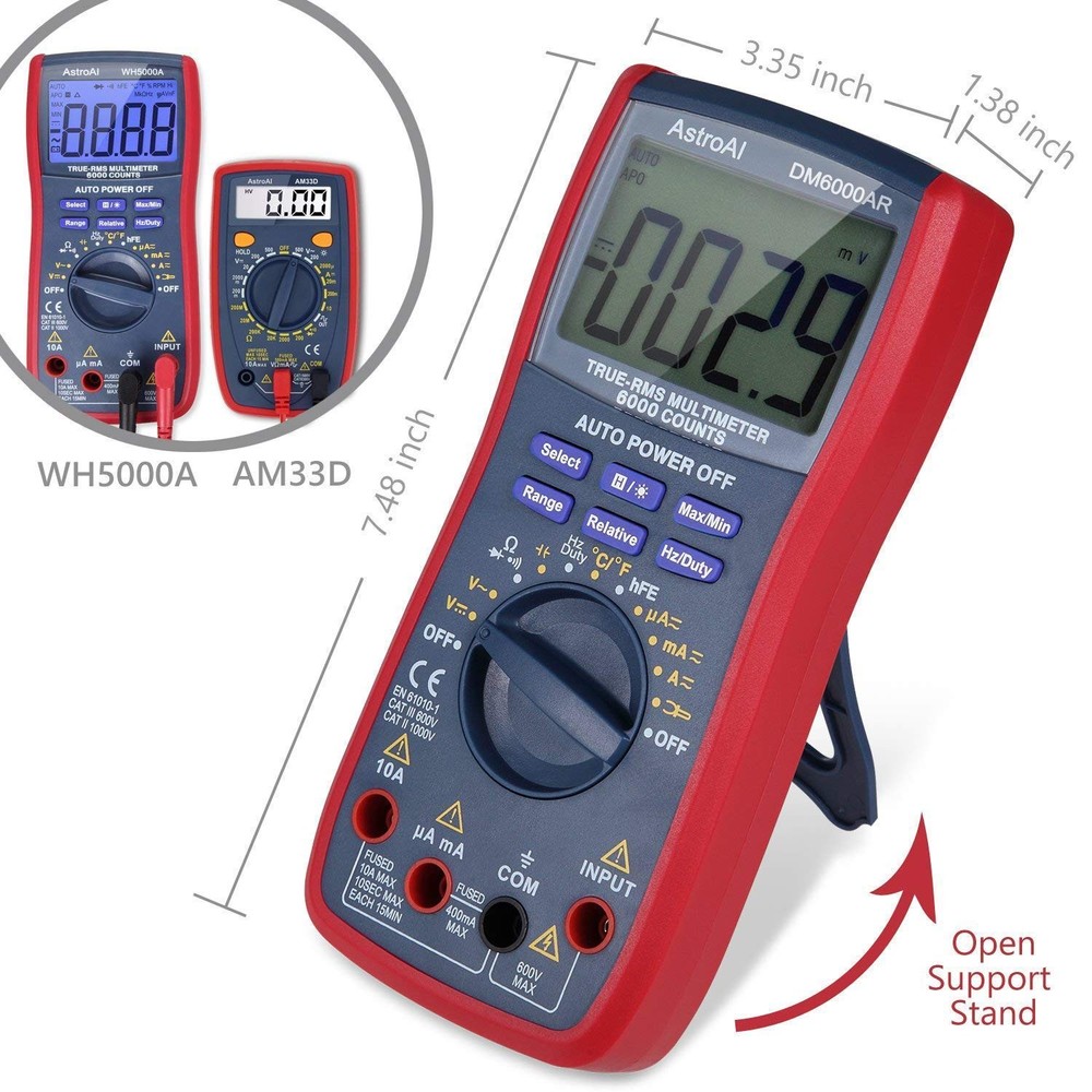 AstroAI Digital Multimeter Volt Meter 4000 Count and 6000 Bundle Red