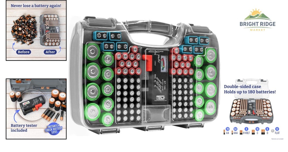 Durable Plastic Battery Storage Case, Clear Lid & Locking Mechanism for Security