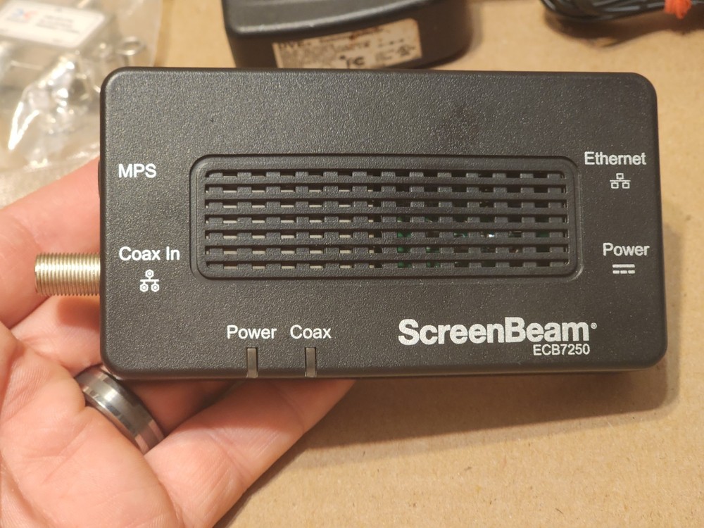 Single Actiontec ECB7250 ScreenBeam MoCA 2.5 Ethernet Over Coax Adapter -