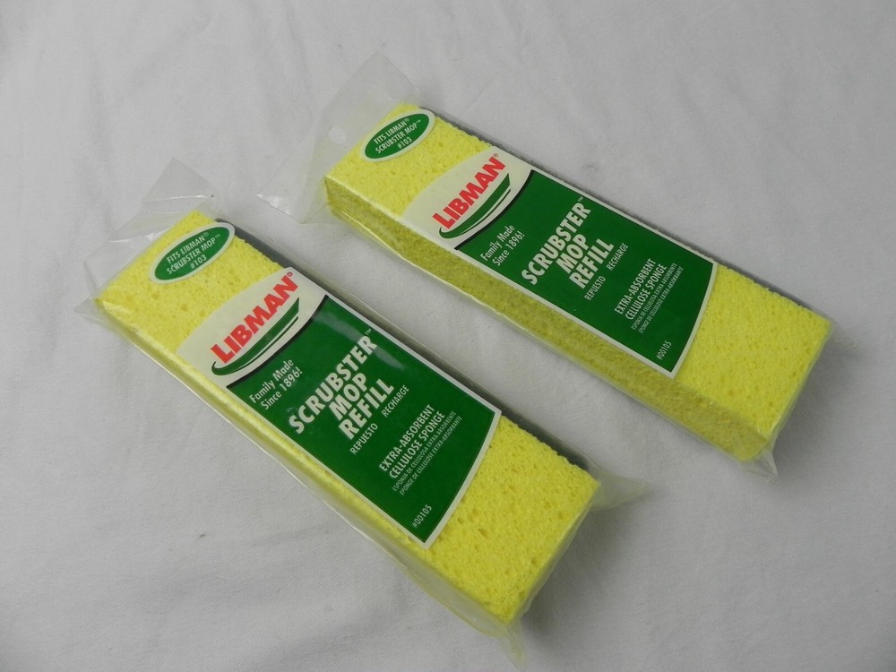 2 Libman Scrubster Mop Refill Extra Absorbent Sponge Scrubber Strip 00105 Or 305