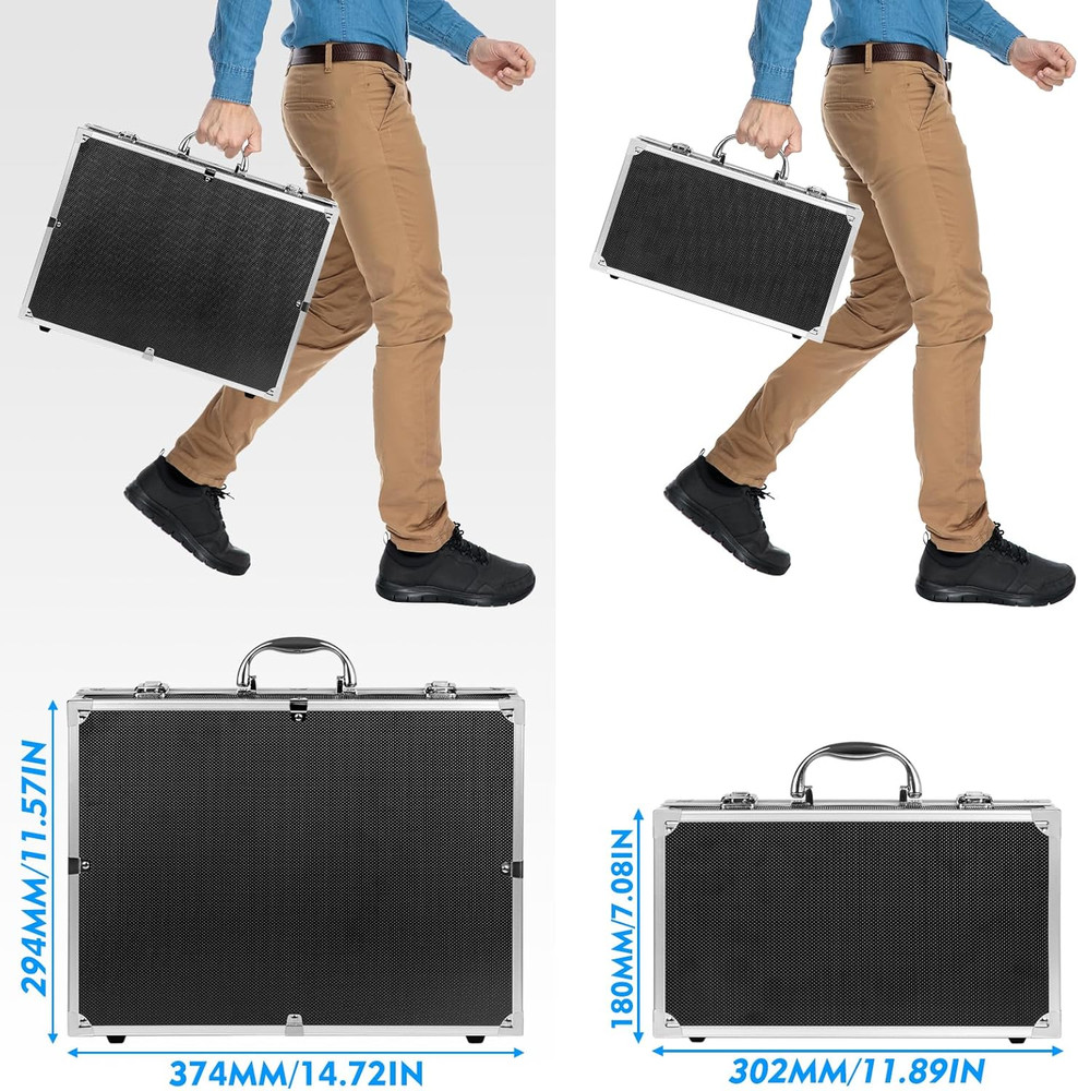 Professional Microphone Case Hard Shell Carrying 2 Wireless Mics Aluminum Frame