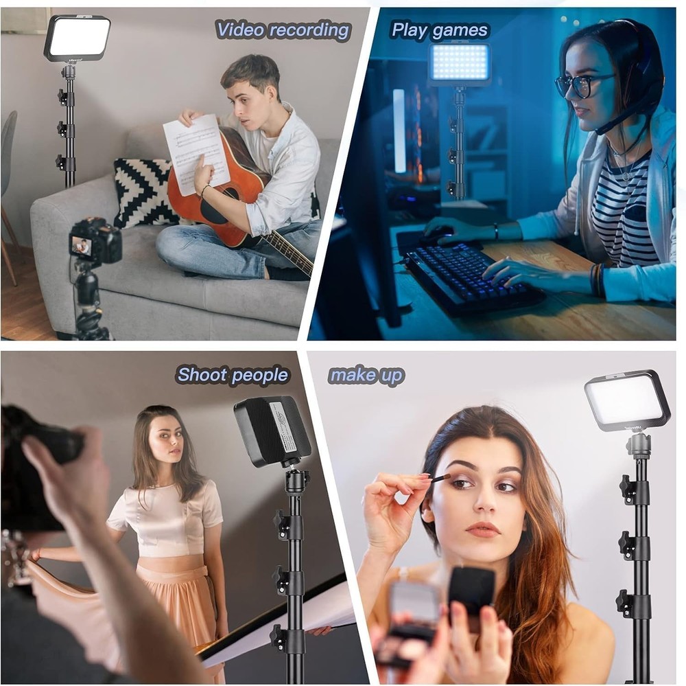 2Pcs Dimmable LED Light Kit with USB Power and Adjustable Tripod for Streaming