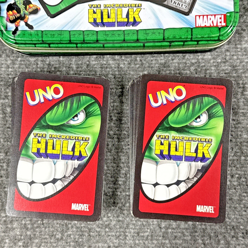 The Incredible Hulk UNO Card Game In Tin Case, Missing Instructions