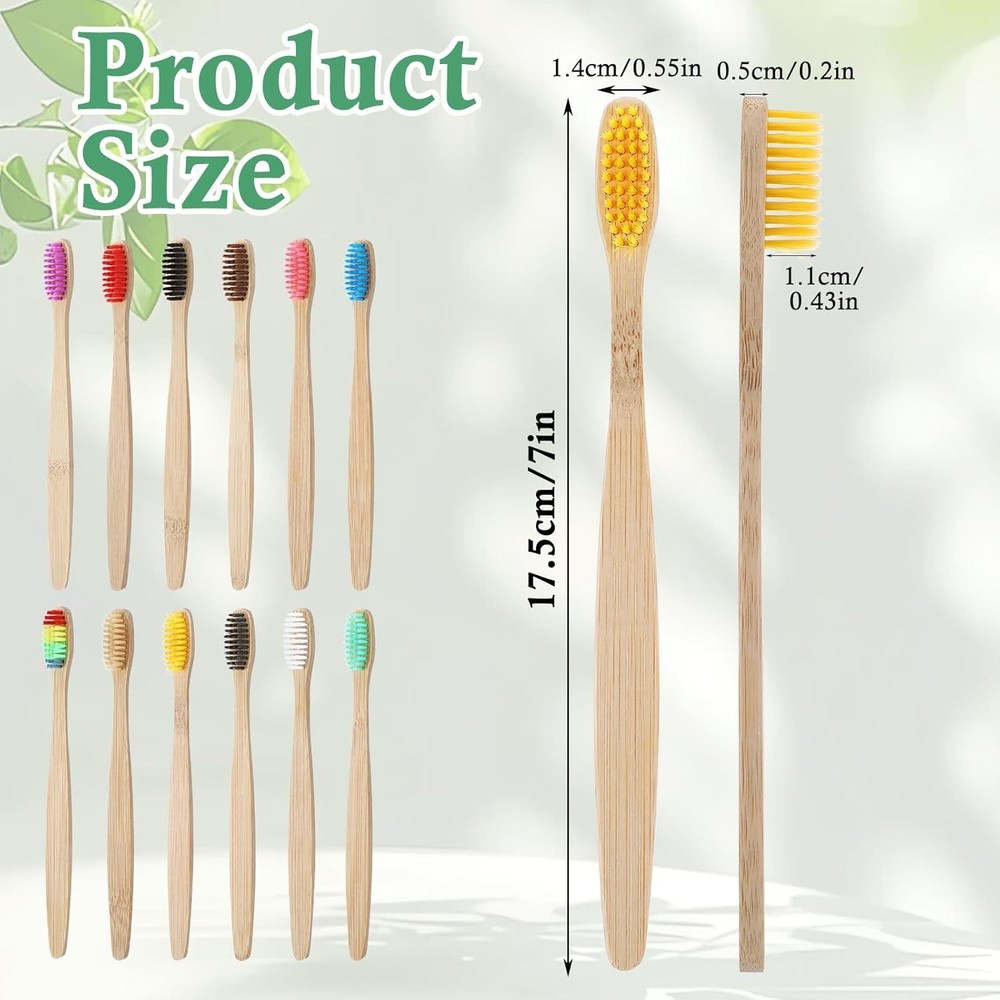 120 Pcs Bamboo Toothbrushes Bulk Soft Bristle Individually Wrapped Toothbrush