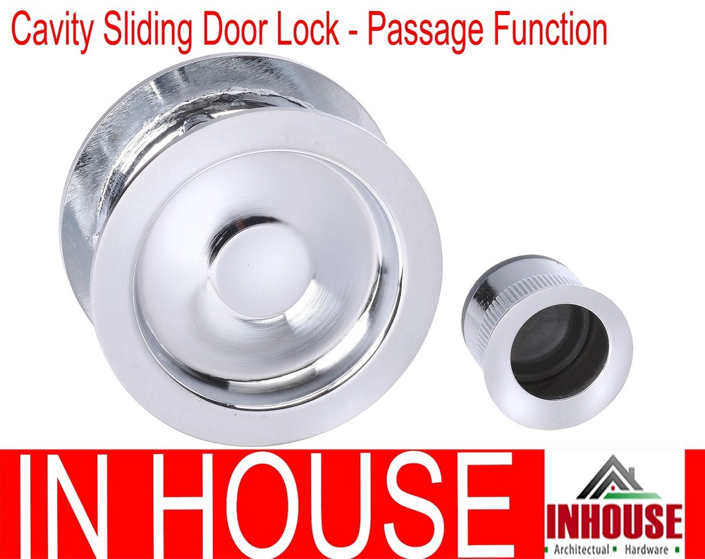 Cavity Sliding door Lock Pull finger Pull Inc Passage function Chrome finish fs