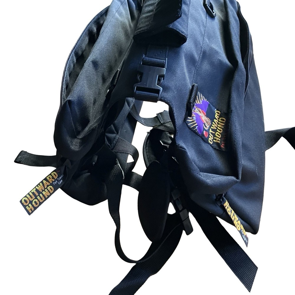Outward Hound Dog Saddle Backpack Adjustable Black Medium Clip On Removable