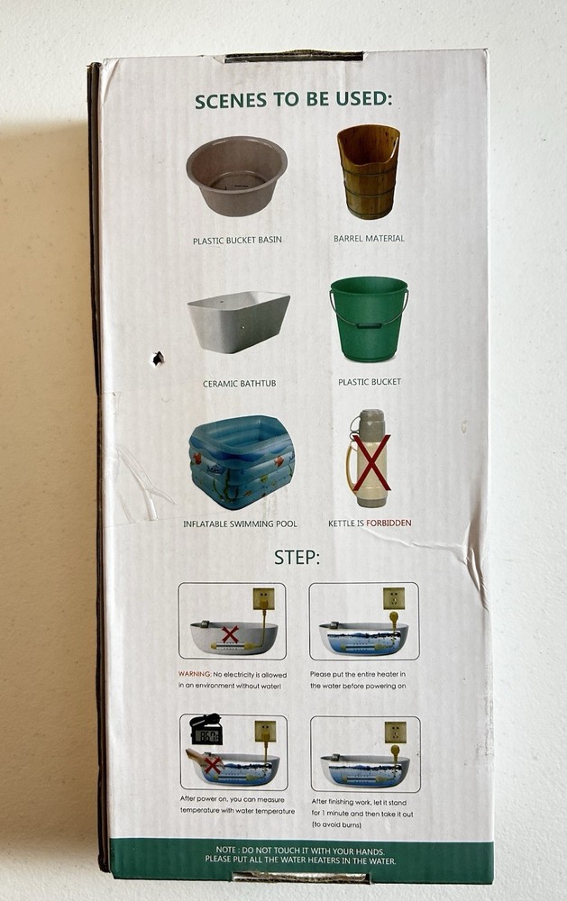 NEW! Immersion Water Heater Anti-Scalding Power Saving Automatic Power-Off