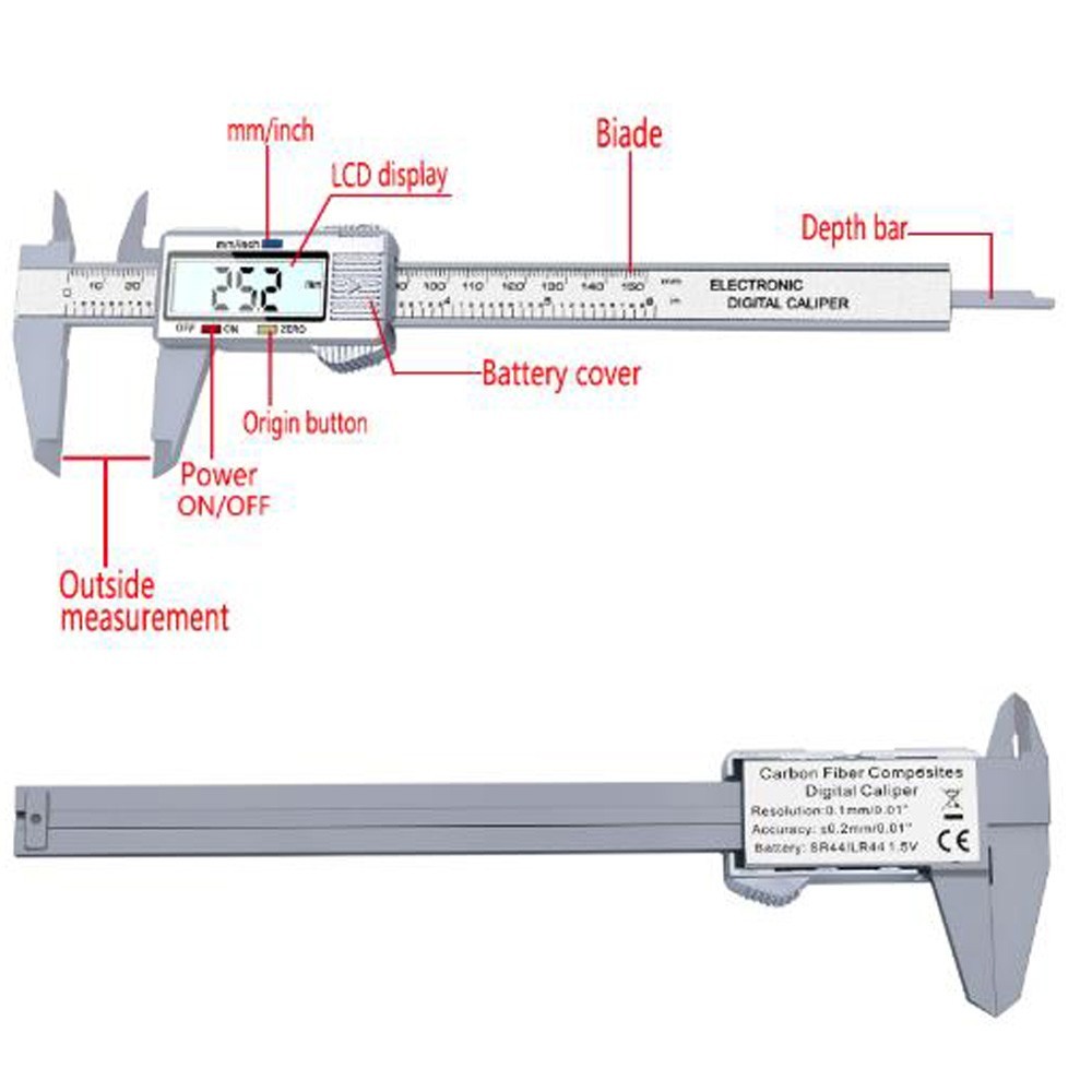 LCD Vernier Calipers 150mm with 001 Inch Resolution and Repeatable Accuracy