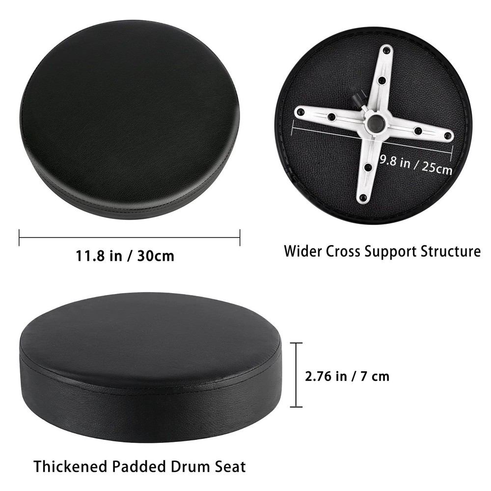Drum Throne Adjustable Padded Drum Stool Folding Seat Black