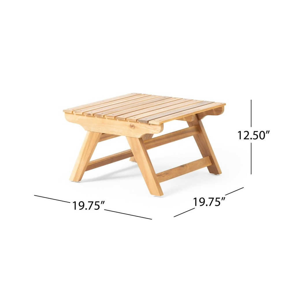 Outdoor Acacia Wood Slat Panel Side Table, Teak