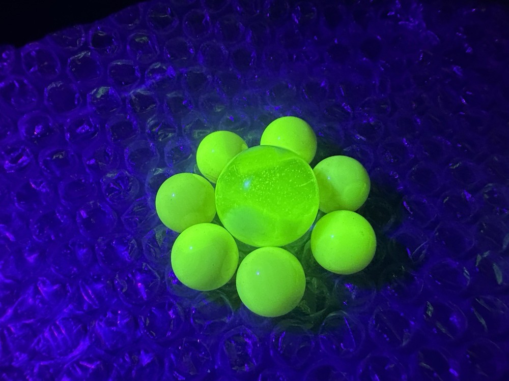 Uranium Glass Marbles Set Of 8