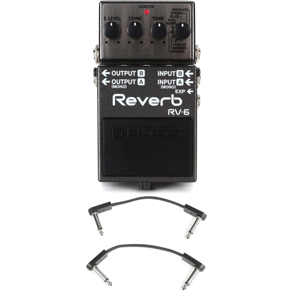 Boss RV-6 Digital Reverb Pedal with EBS Patch Cables