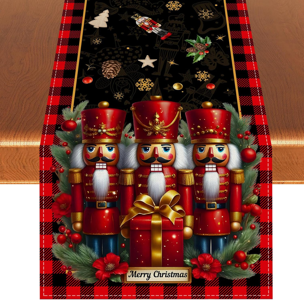 Black Nutcracker Christmas Table Runner African American Nutcracker Tableclot...