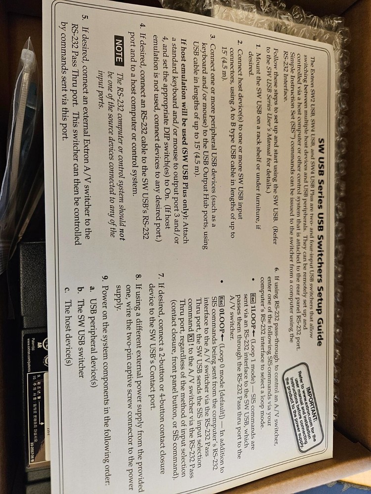 Extron SW4 USB PLUS Four Input USB Switcher with Emulation 60-954-02 Box New