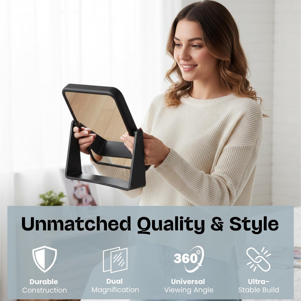 Danielle Creations Black Soft Touch Vanity Mirror - 1x/7x Magnification