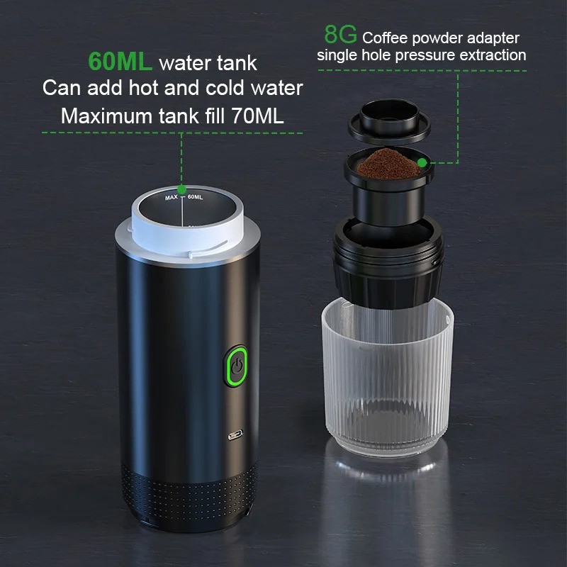 Portable Espresso Machine, Mini Espresso Maker, Self Heating Coffee Maker Compa