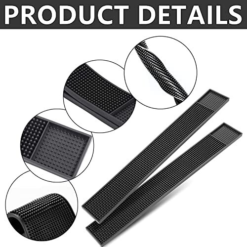 3 Pcs Bar Service Spill Mat Flexible Rubber Mat Counter Bar Pad for Bartender