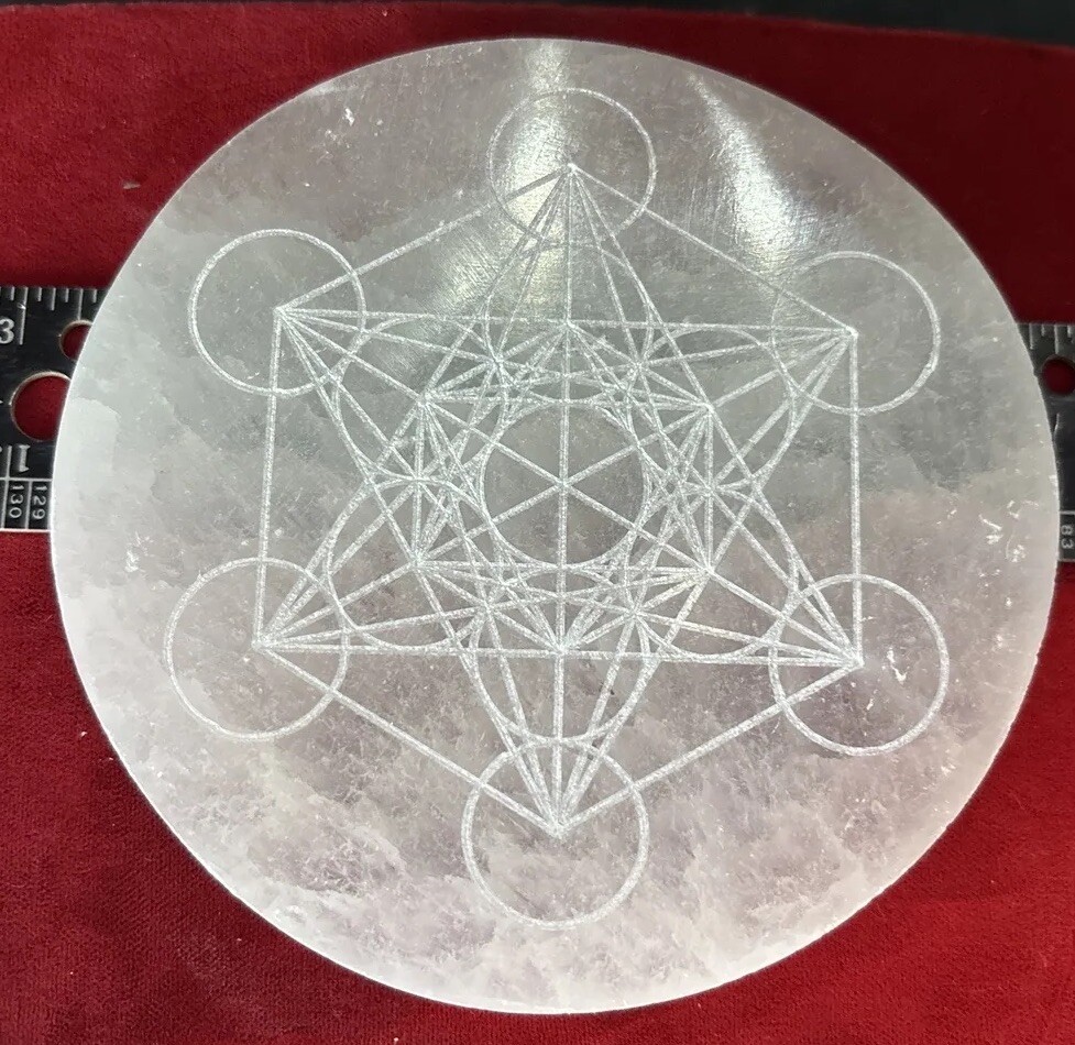 4 inch round￼selente plate Metatron cube