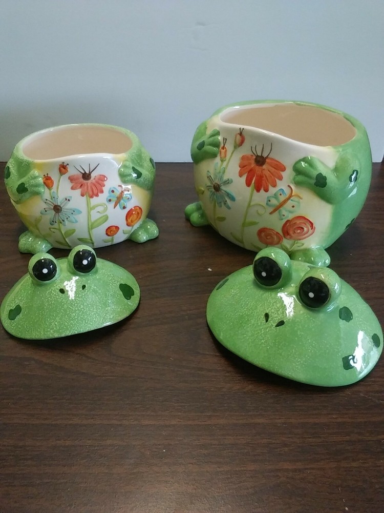 Frog Shape Ceramic Containers 2pc Set