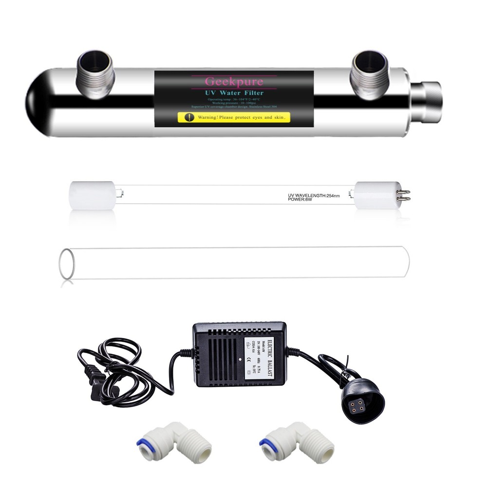 Geekpure 6 Watt U-V Water Filter for Reverse Osmosis Filtration (0.5-1 GPM)