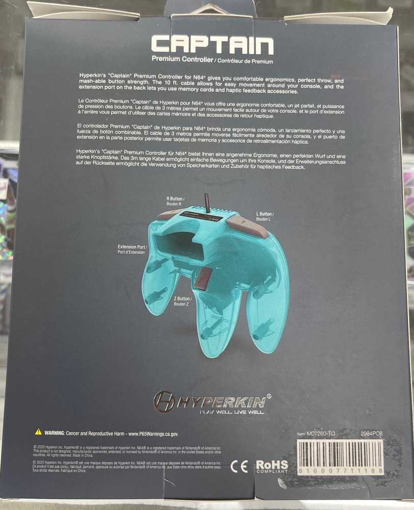 Hyperkin Captain Premium Controller For N64 - Turquoise