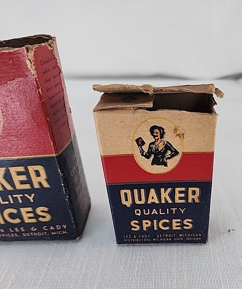 2 Vintage Antique Quaker Spices Box