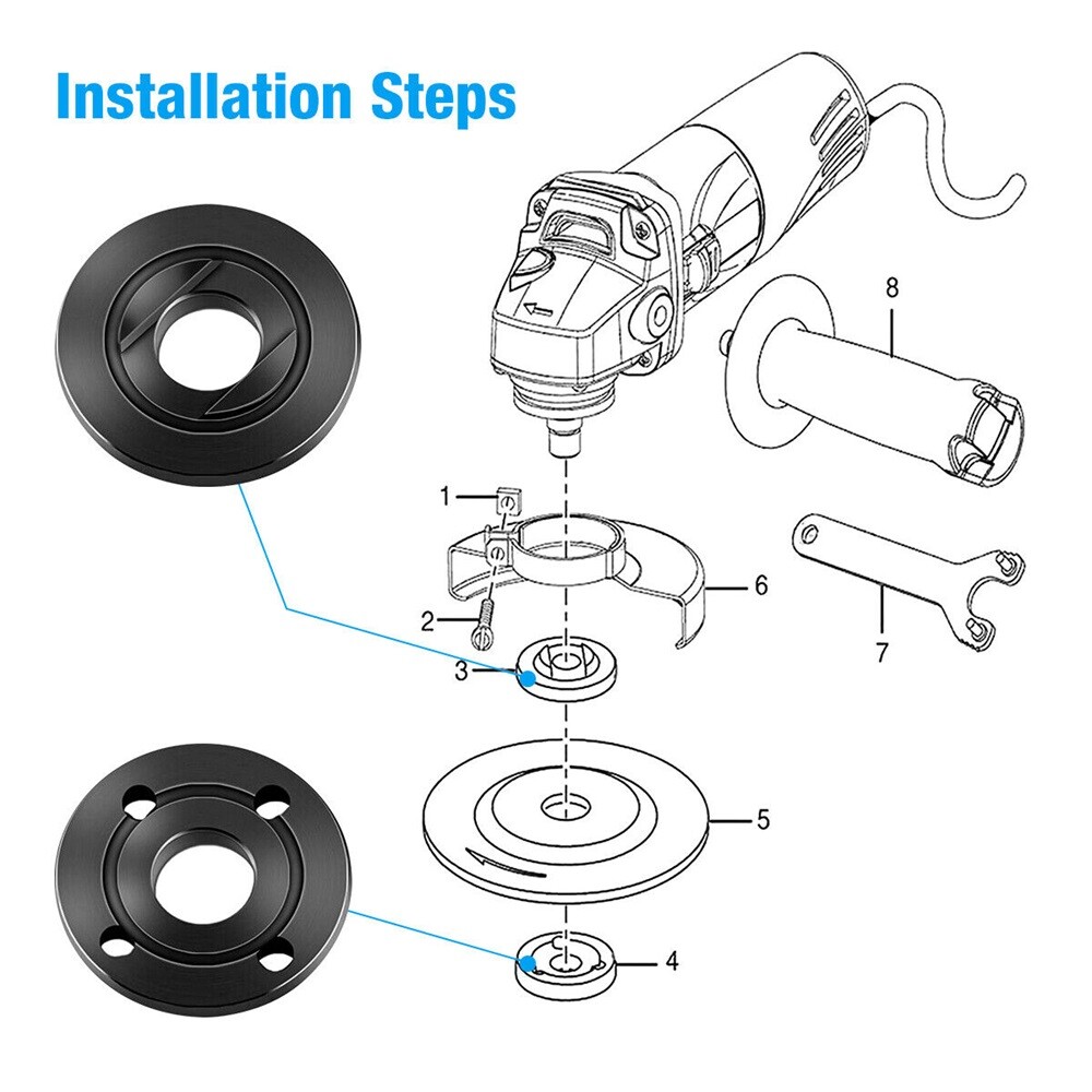 5/8-11 Angle Grinder Flange Nut For Milwaukee Bosch Inner Outer Lock Nut Set