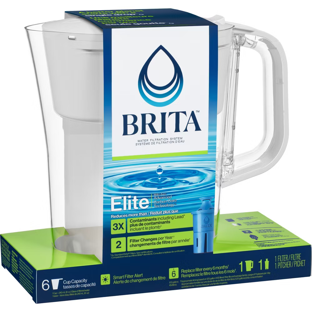 Brita Water Filter Soho Water Pitcher Dispensers with Longlast Water Filter -
