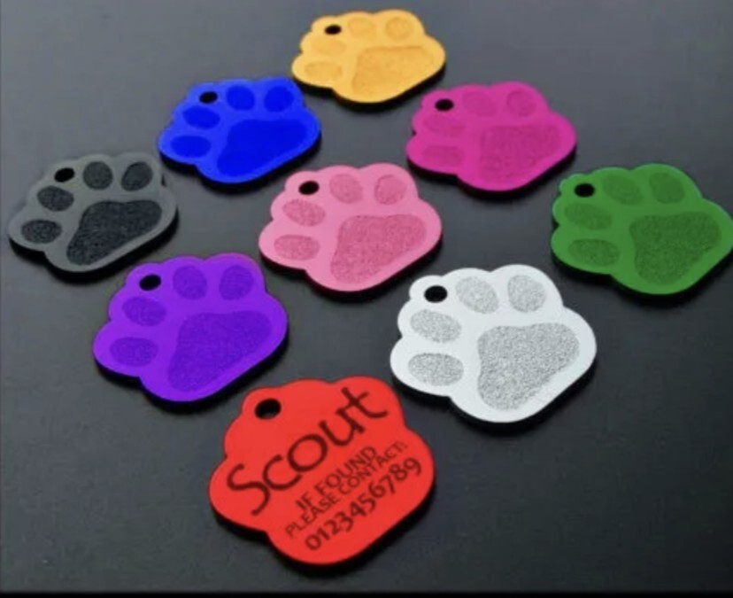 personalized Aluminum dog Paw tags engraved