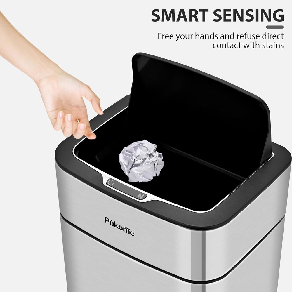 Stainless Steel Motion Sensor Automatic Touchless Trash Can 2.7 Gal