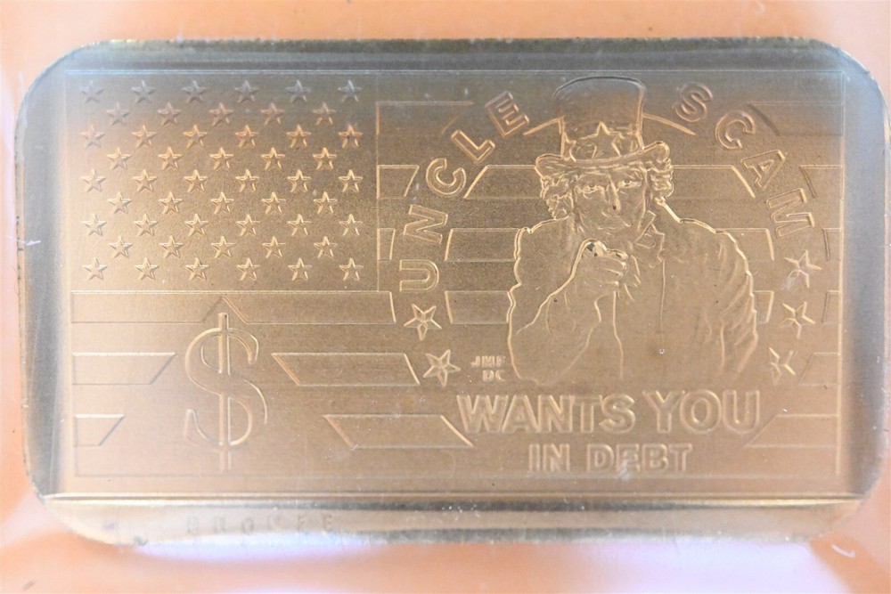 2013 Fiscal Cliff Hard Times Token, rectangular, Satin Bronze Toned Daniel Carr