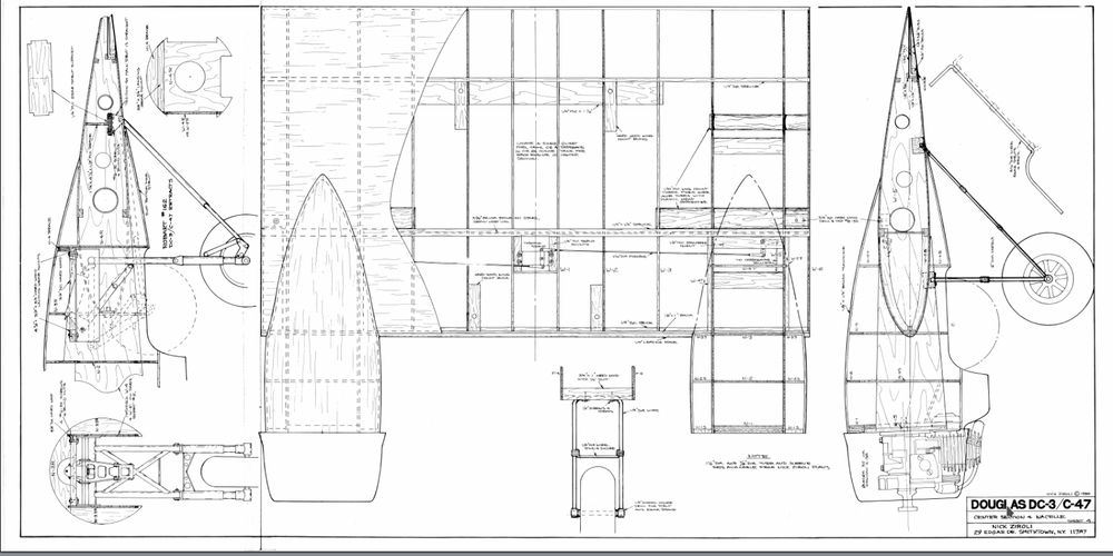 Douglas DC-3 140" Giant Scale RC Model Printed Plans Rolled or Folded