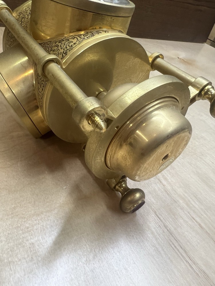 NAUTICAL 3-SIDED BRASS - CLOCK, BAROMETER, THERMOMETER & COMPASS Untested READ