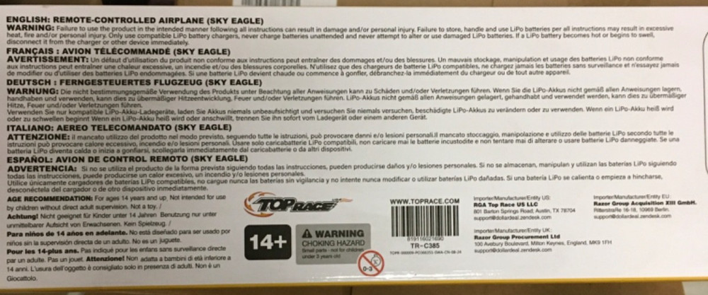 Top Race Sky Eagle TR-C385 2.4G Remote Control NEW!!!