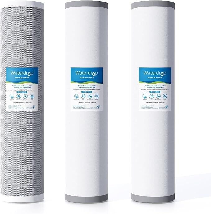 Waterdrop Whole House Water Filter,Carbon Filter, Reduce Iron & Manganese Filter