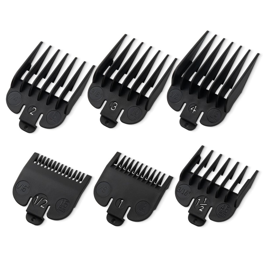 Clipper Guards Set Compatible with Most Wahl Clippers, Guides Black