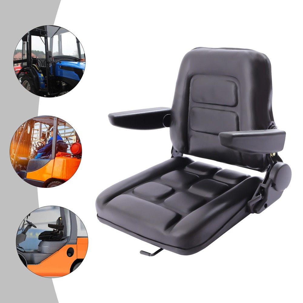 Forklift Seat With Armrest Foldable Tractor Seat With Adjustable Back Angle