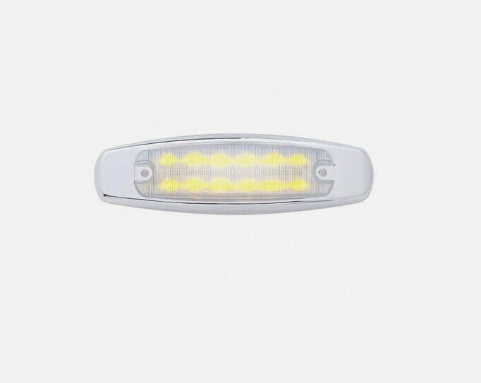 12 LED RECTANGULAR LIGHT (CLEARANCE/MARKER) WITH CHROME BEZEL - AMBER LED