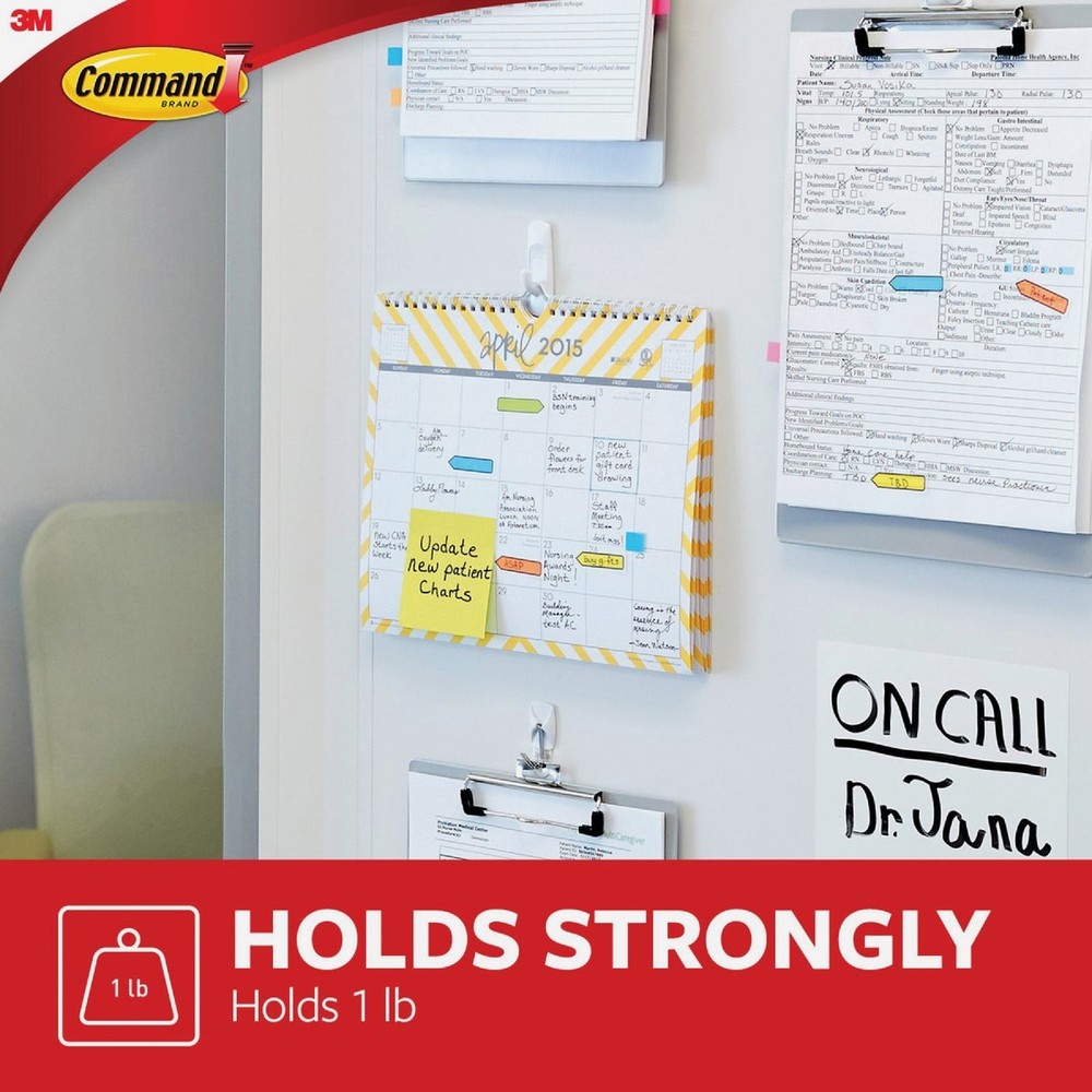 Command Medium Utility Hook, White, 2 Hooks, 4 Strips 17001ES-2PK Command